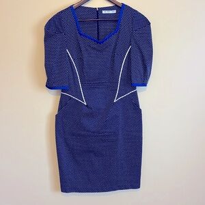 Eur40 My Twins Women V Neck Office Business Work Slim Fit Pencil Dress 2 Pockets